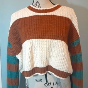 Cropped cableknit sweater